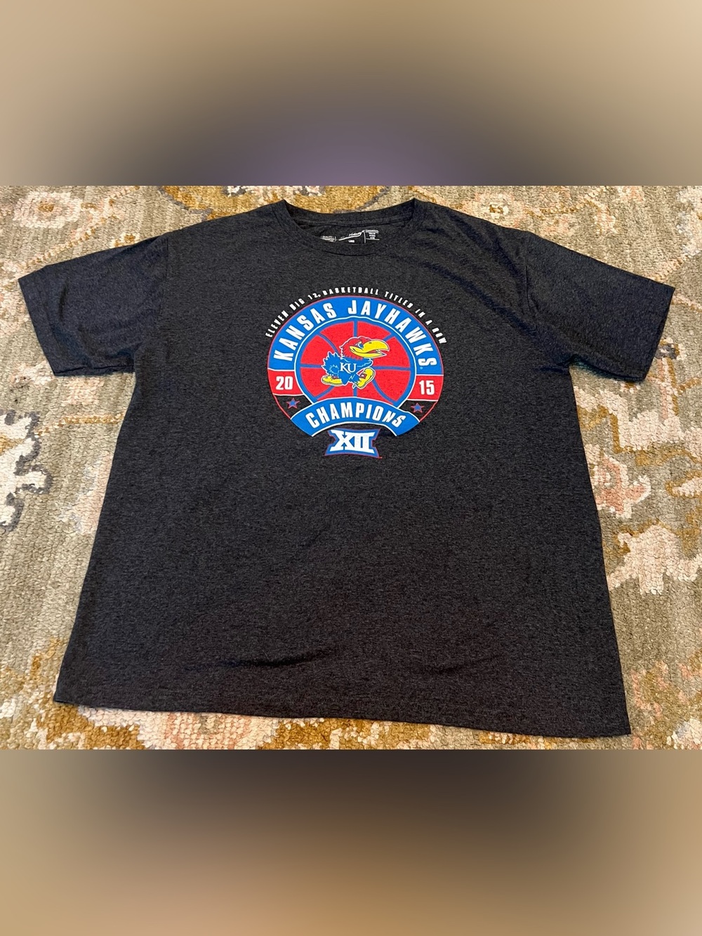 Kansas Jayhawks 2015 Big Champs Shirt Men’s Size Large Color Grey